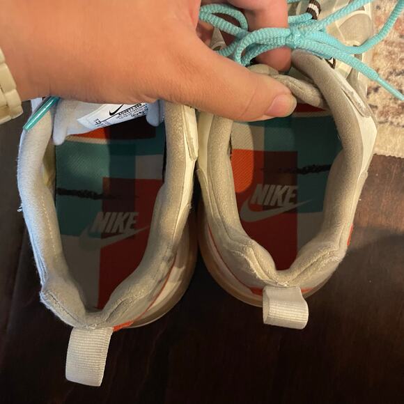 Nike Air Max 270 React "Mid-Century Art" Orange, Blue, White Mesh Sneakers EUC - Picture 8 of 13